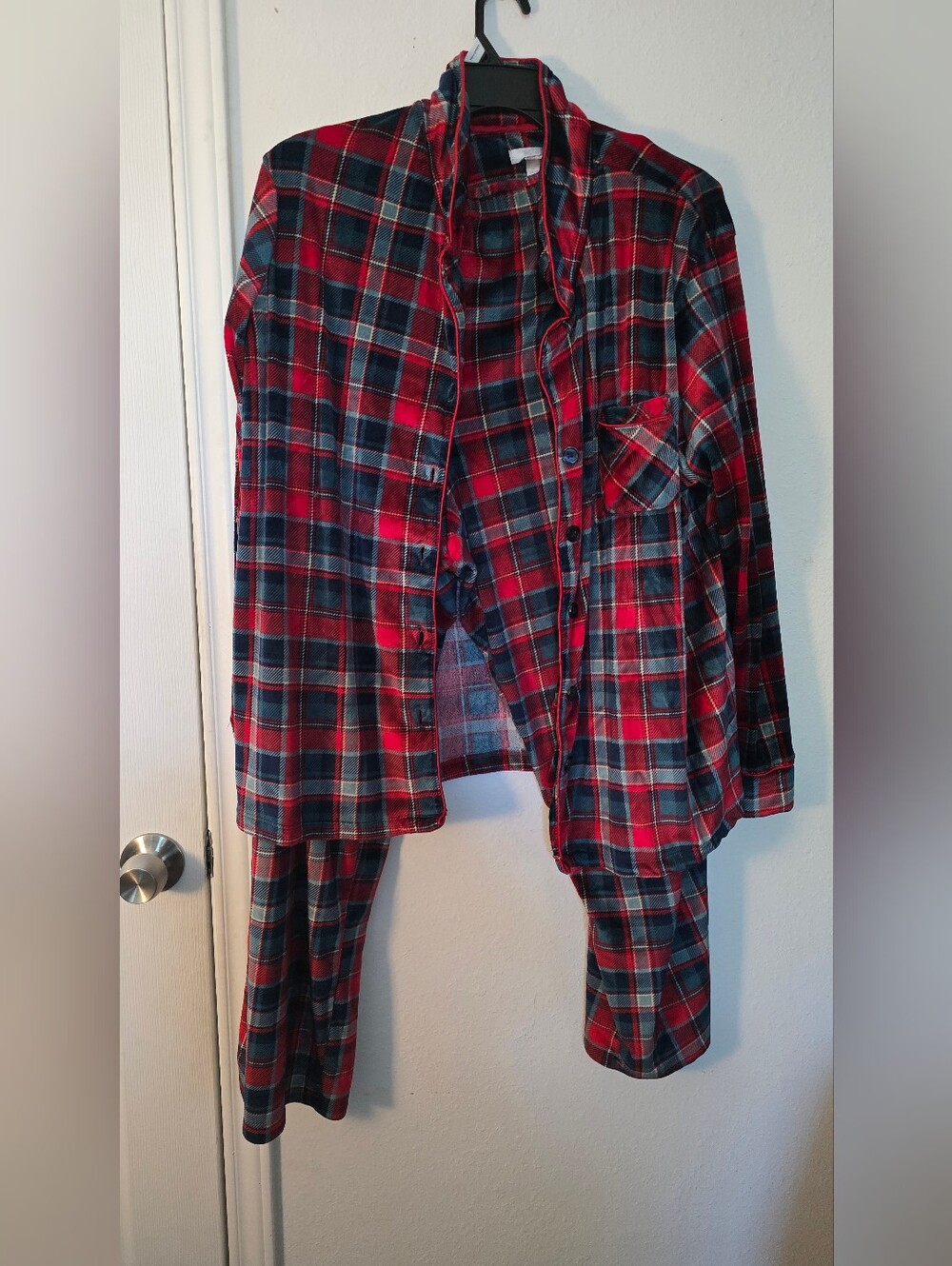 Secret Treasures Red and Navy Plaid Kids Pajama Top